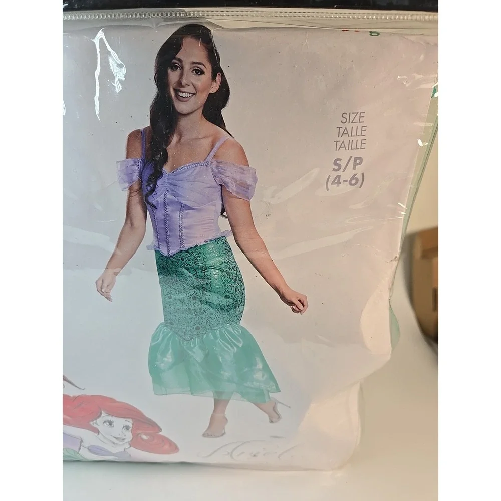 WOMEN'S ARIEL DELUXE COSTUME Sz 4-6  Adult Halloween Costume Party Dress Disney